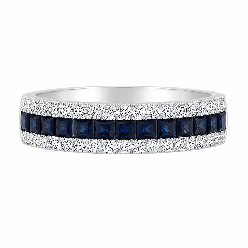 Sapphire & Diamond Band Ring