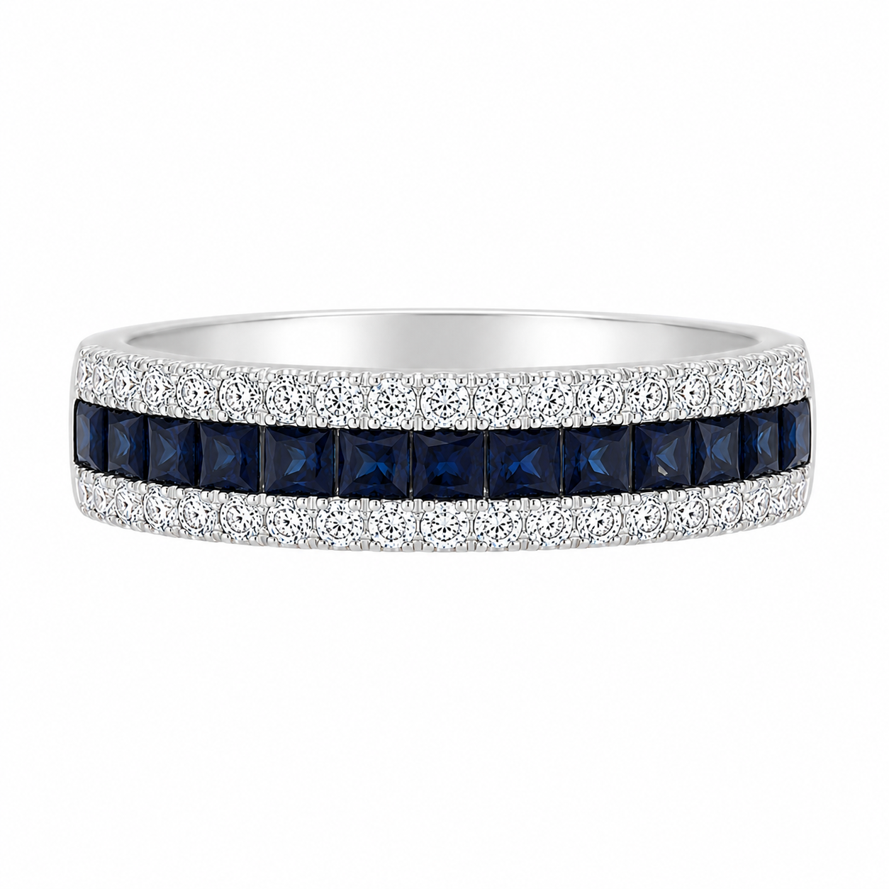 Sapphire & Diamond Band Ring