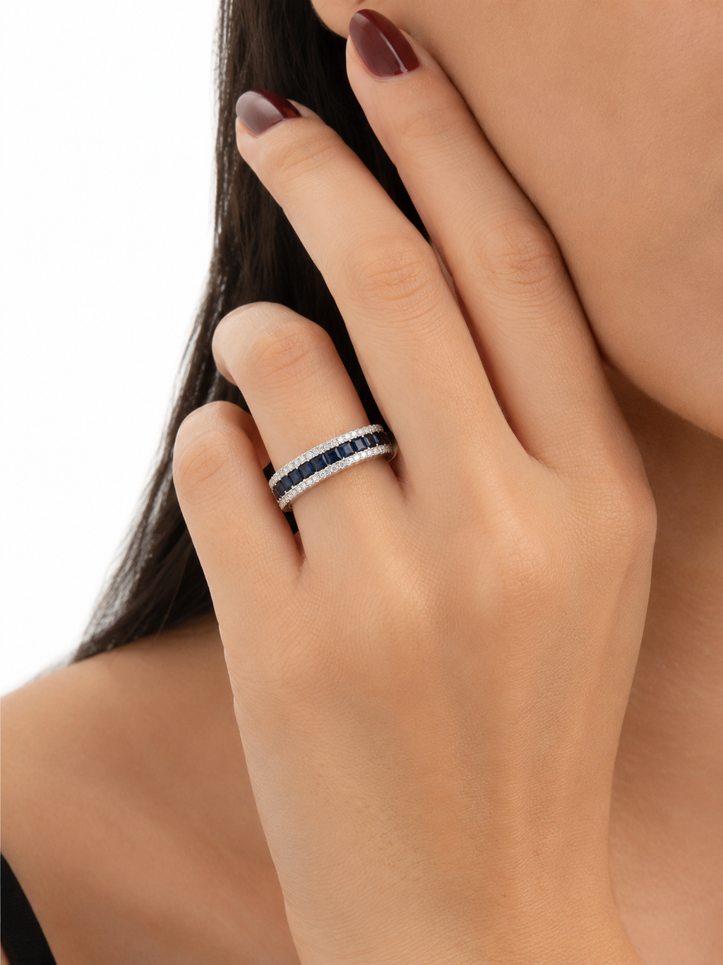 Sapphire & Diamond Band Ring