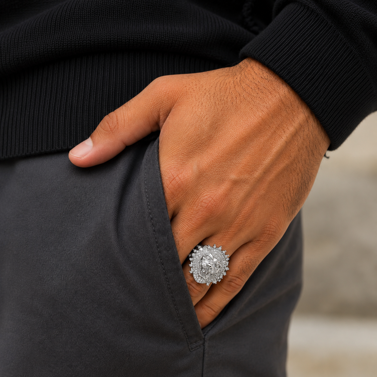 Diamond Lion Ring