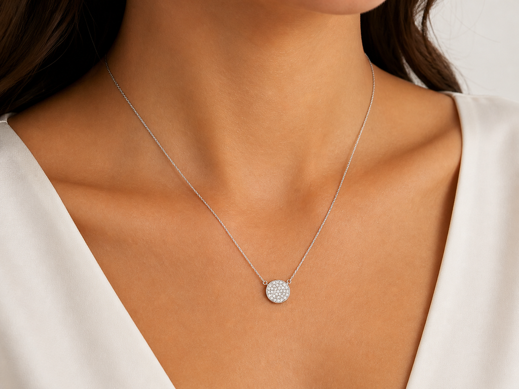 Diamond Pavé Disc Necklace