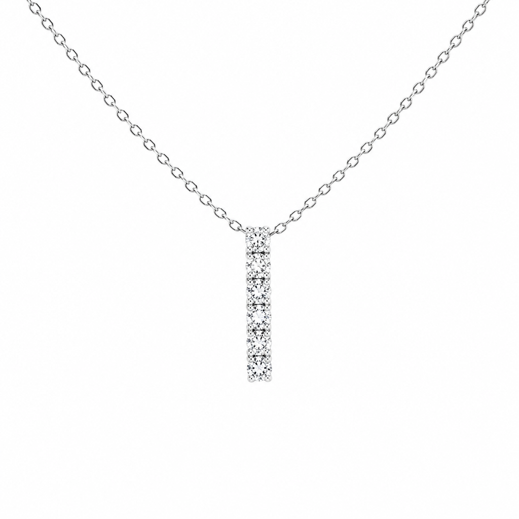 Diamond Vertical Bar Pendant Necklace