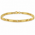 14K Solid Gold Tiger Eye Link Bracelet