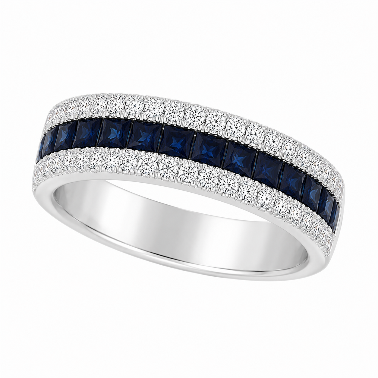 Sapphire & Diamond Band Ring