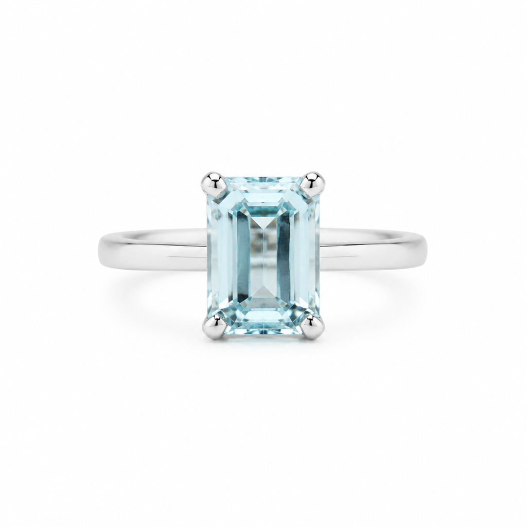 Aquamarine Solitaire Ring