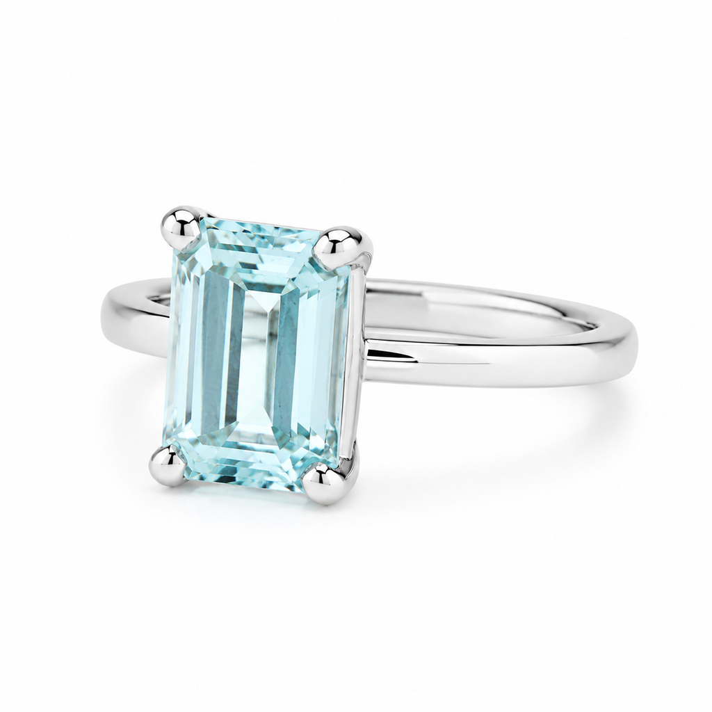 Aquamarine Solitaire Ring