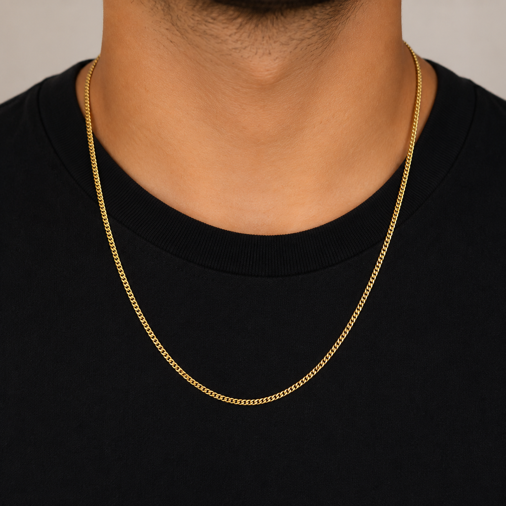 14K Solid Gold Cuban Link Necklace 2.5 mm