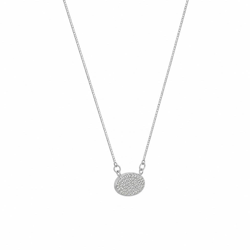 Diamond Oval Disc Necklace