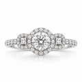 IGI Lab-Grown Diamond Three-Stone Halo Ring – 1.00 ct