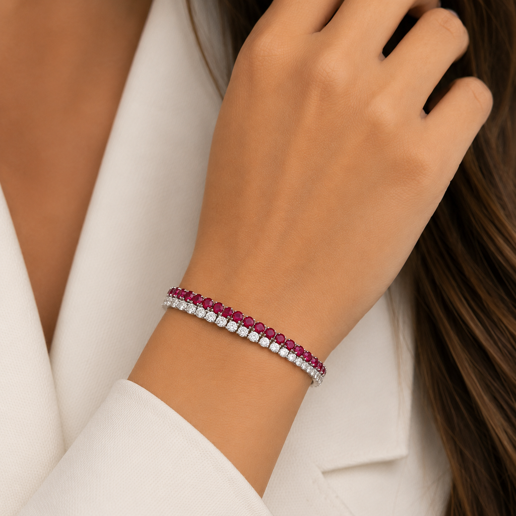 Ruby and Diamond Tennis Bracelet