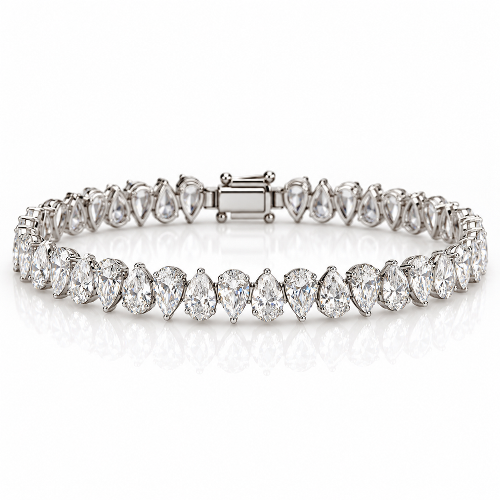 Pear-Shaped Lab-Grown Diamond Tennis Bracelet – 14.44 ctw