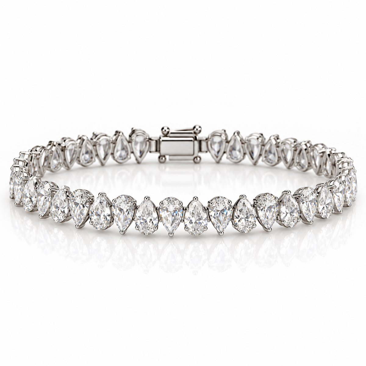 Pear-Shaped Lab-Grown Diamond Tennis Bracelet – 14.44 ctw