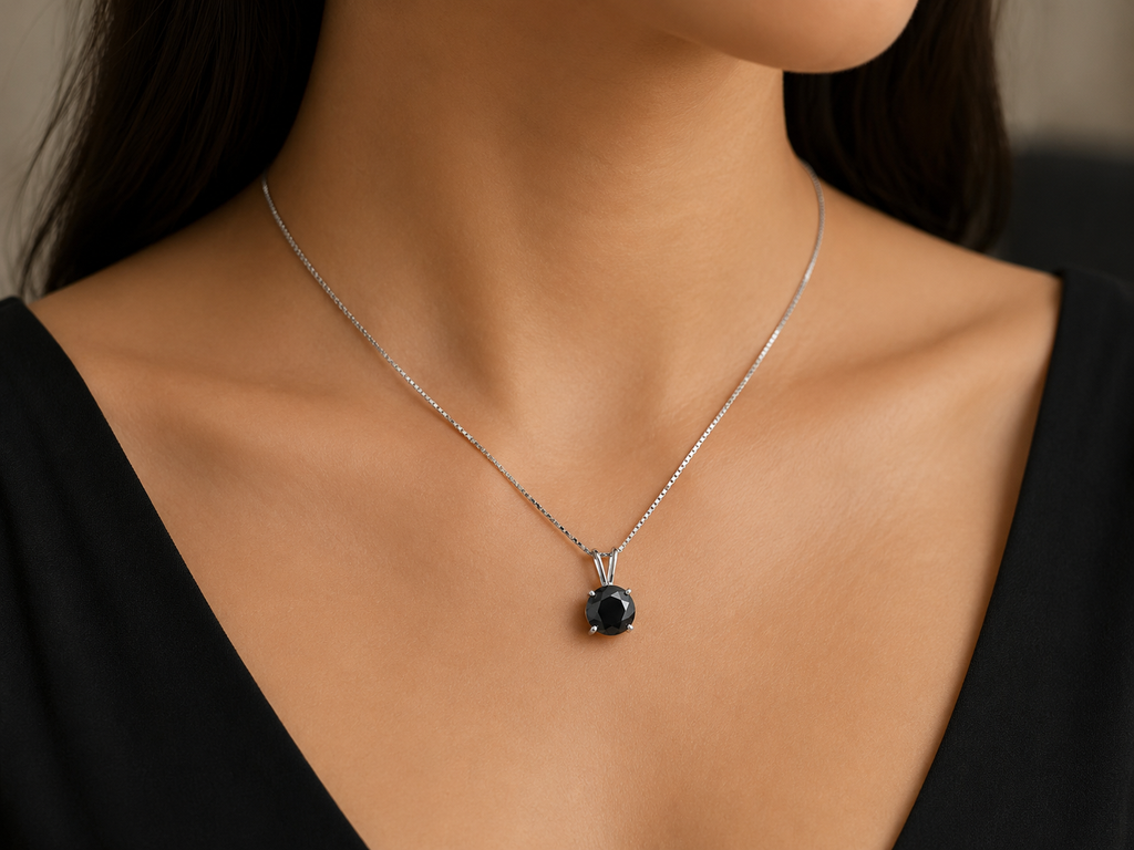 Hematite Solitaire Pendant Necklace
