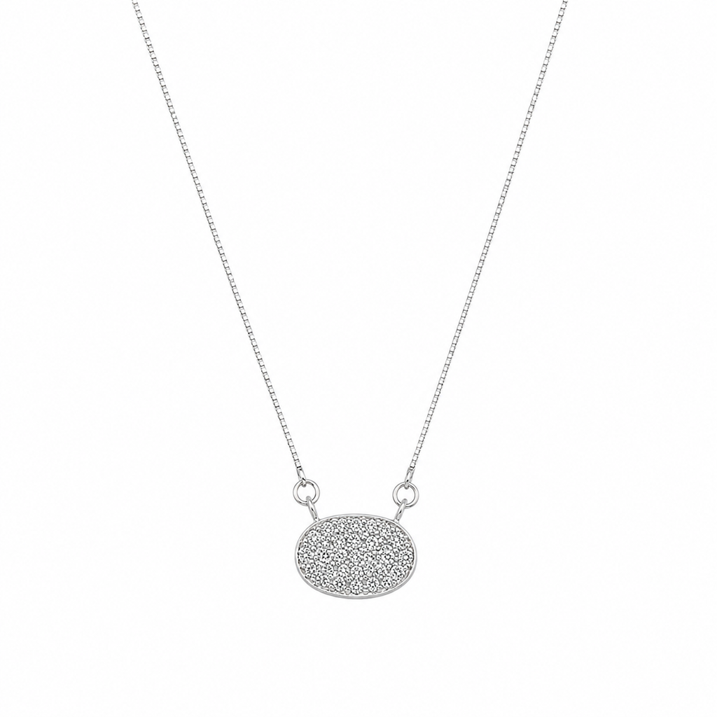 Diamond Oval Disc Necklace