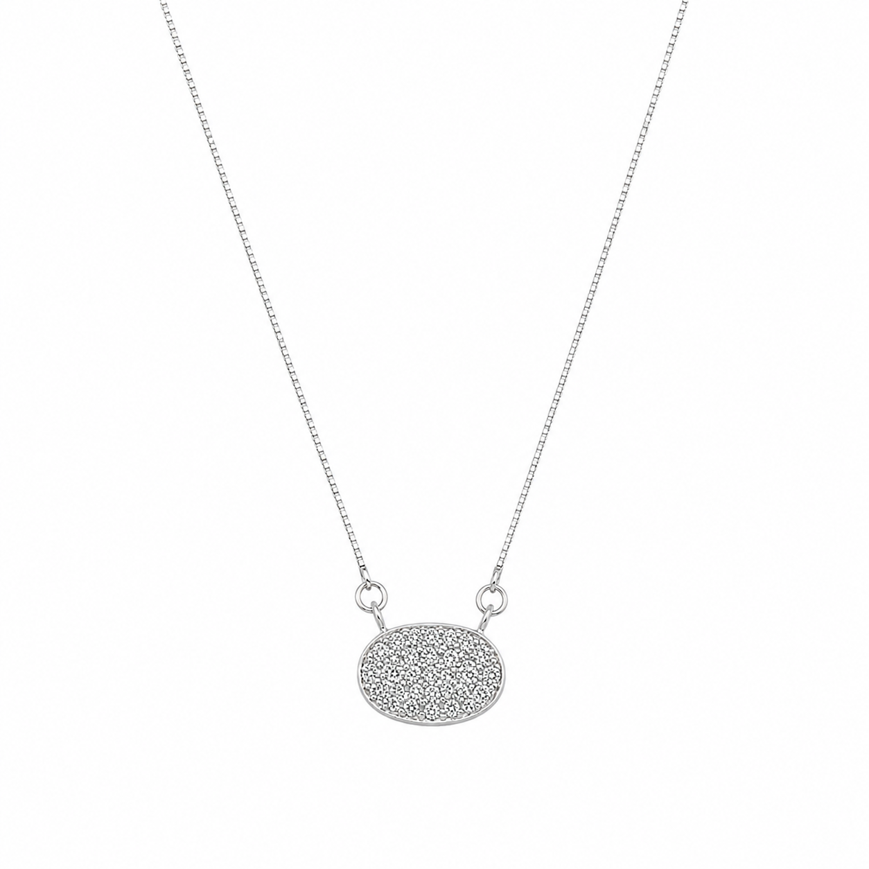 Diamond Oval Disc Necklace