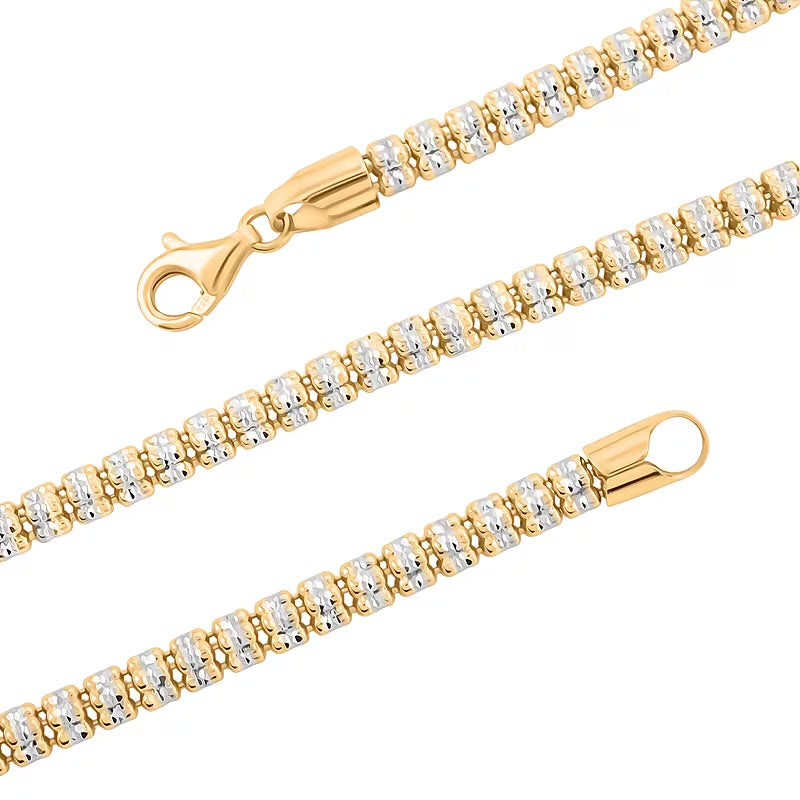 14K Gold 5 Row Diamond-Cut Necklace