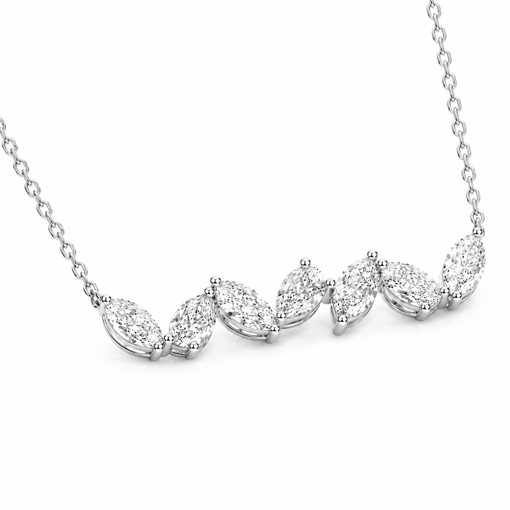 Marquise & Pear-Shape Diamond Bar Necklace