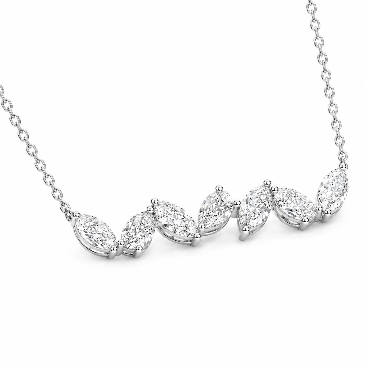 Marquise & Pear-Shape Diamond Bar Necklace