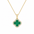 Emerald & Diamond Halo Pendant Necklace