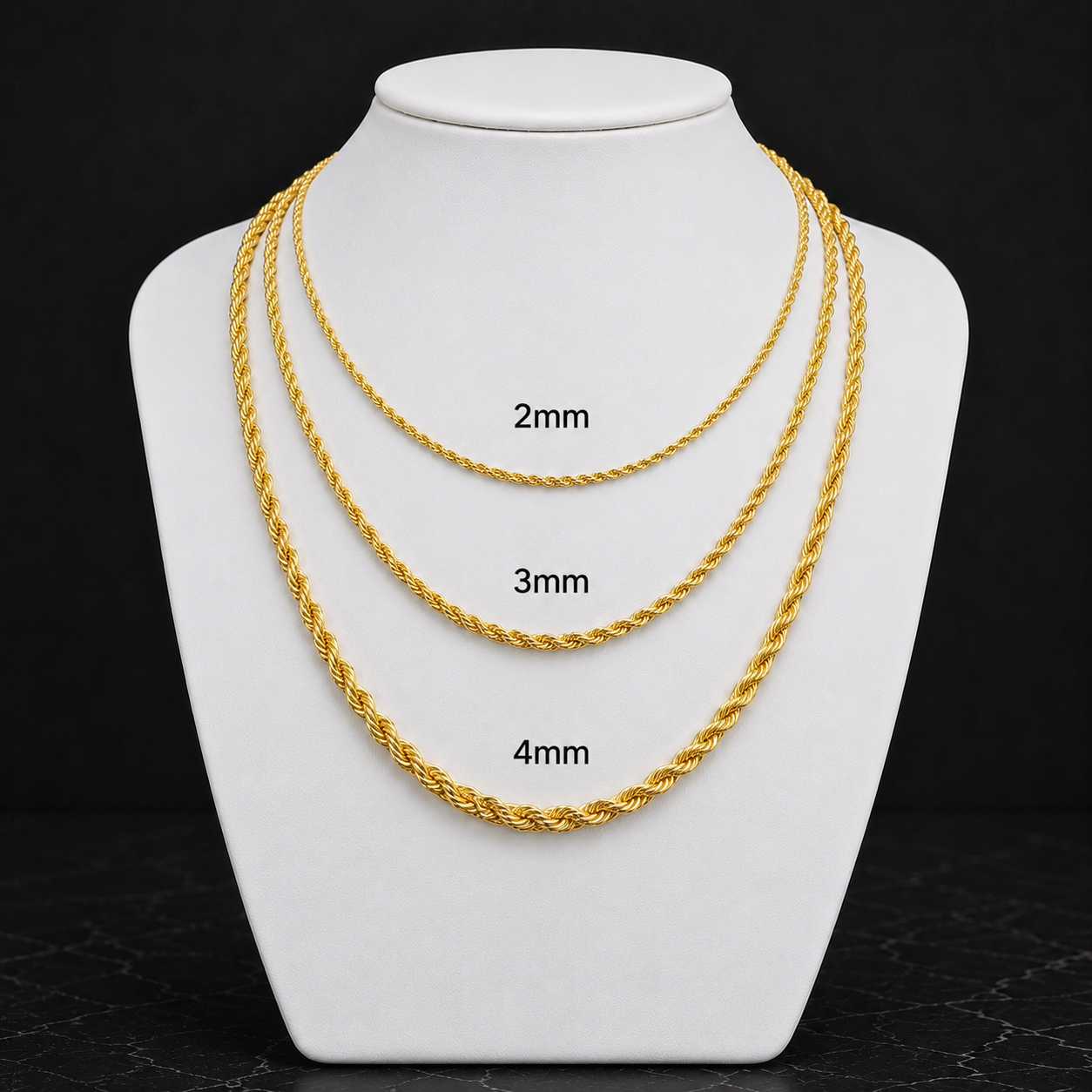14K Gold Rope Chain Necklace