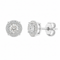Round Halo Diamond Stud Earrings