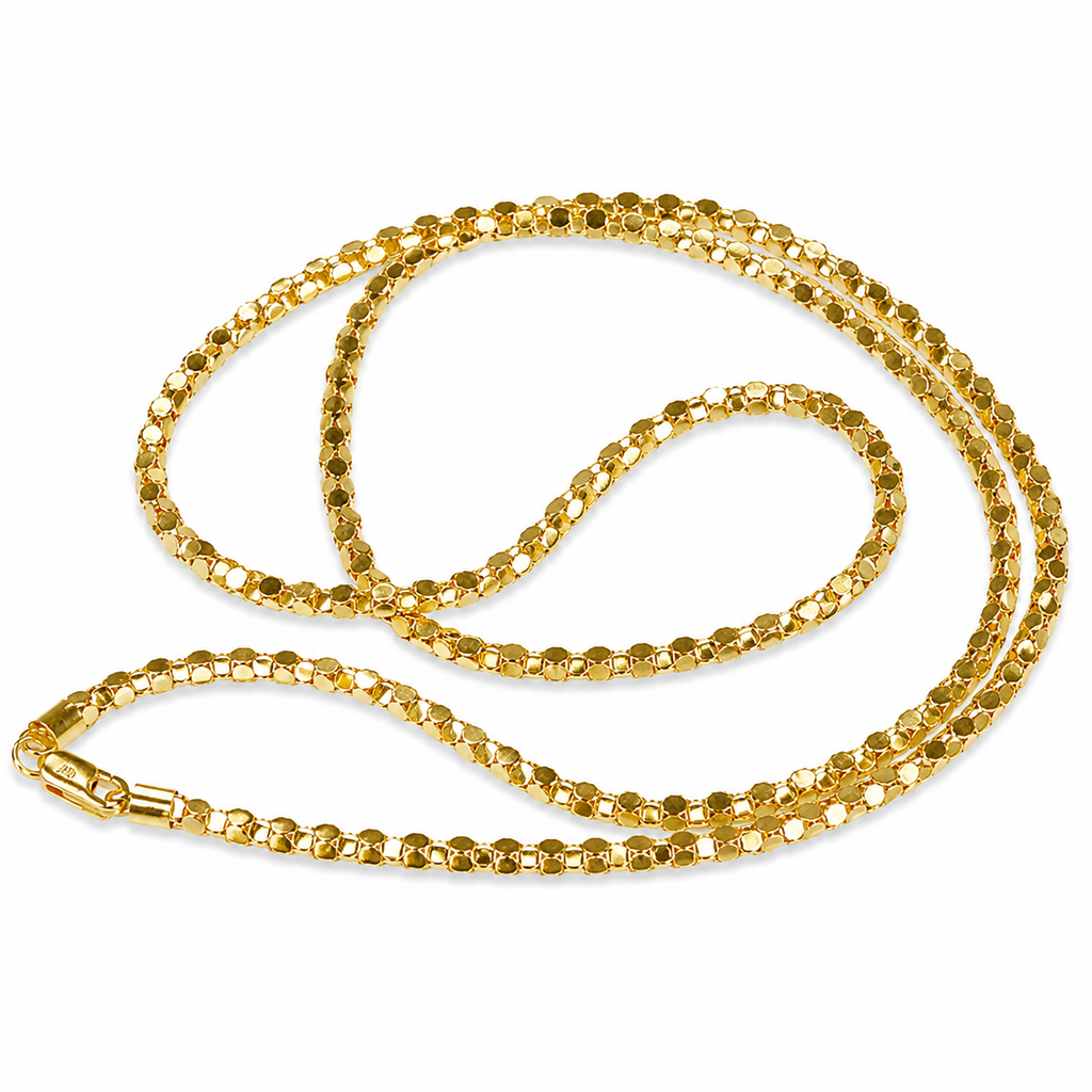 14K Gold Popcorn Chain Necklace 1.6 mm