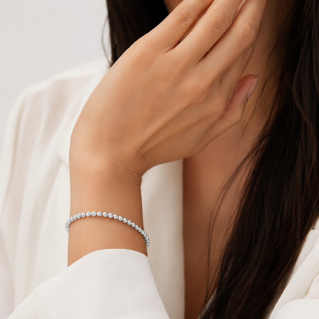 18K Moon Cut Bead Bracelet