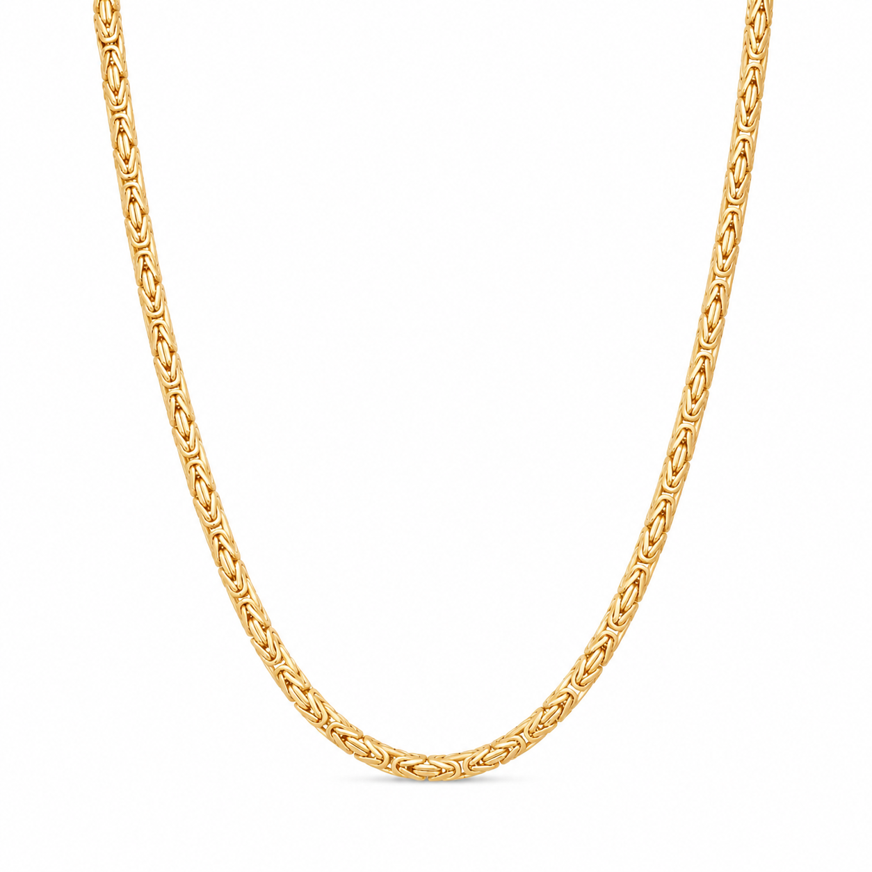 14K Semi- Hollow Gold Byzantine Necklace 3.5 mm