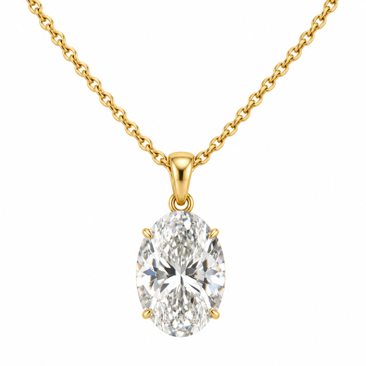 Oval Lab-Grown Diamond Pendant Necklace – 4.03 ct