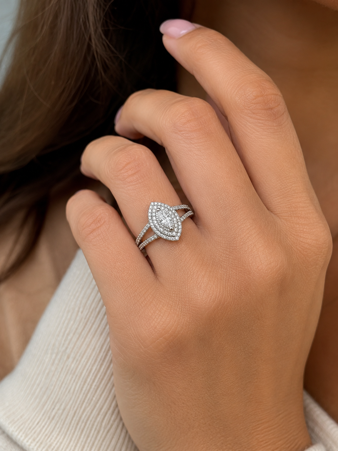 Marquise Diamond Halo Ring