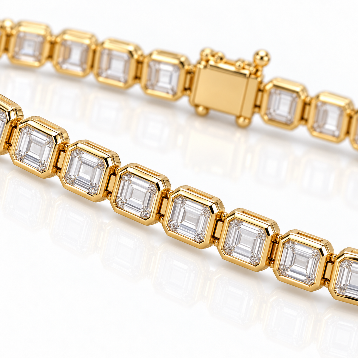 Emerald-Cut Lab-Grown Diamond Tennis Bracelet – 7.74 ctw