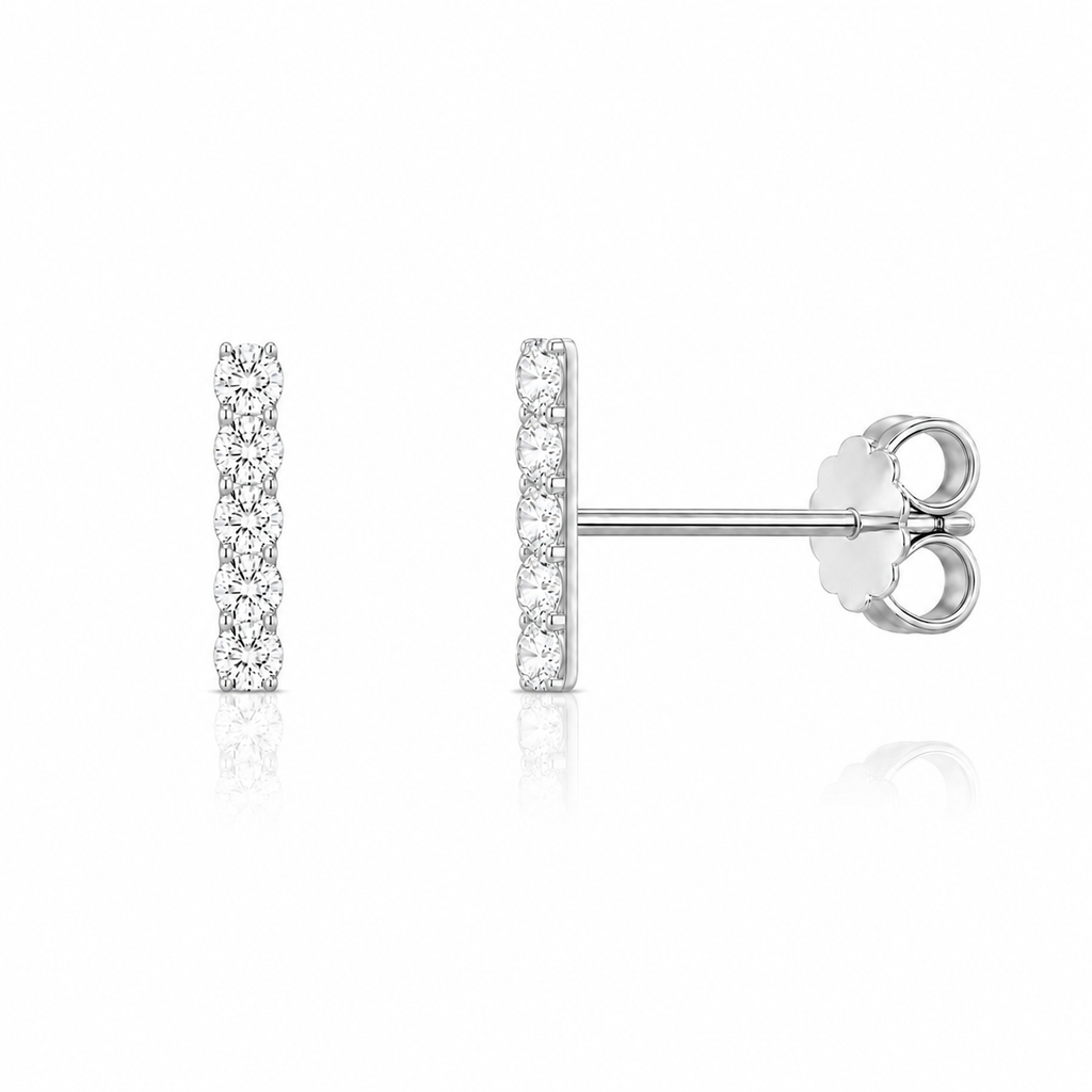 Vertical Diamond Bar Stud Earrings