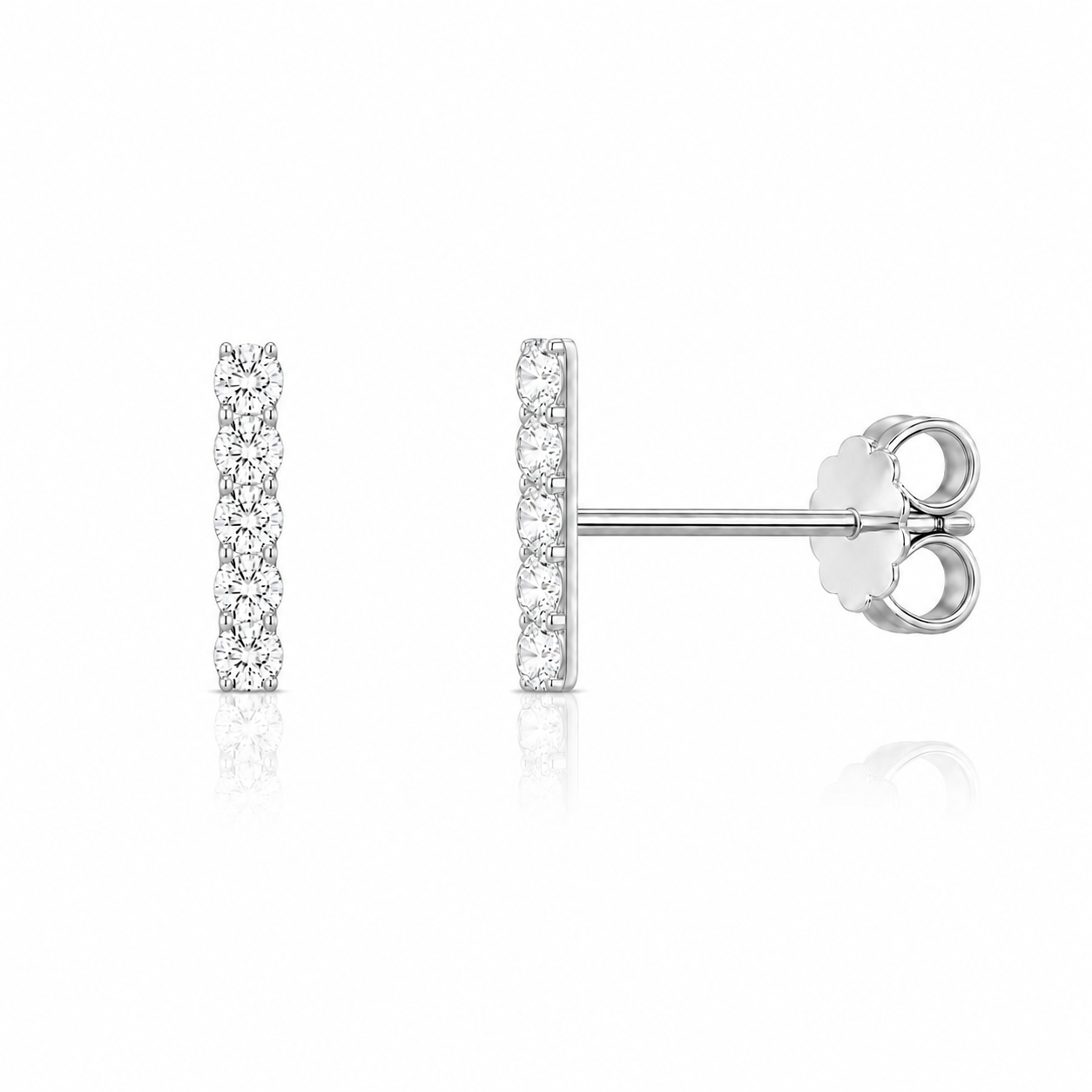 Vertical Diamond Bar Stud Earrings