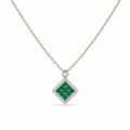Emerald & Diamond Halo Necklace