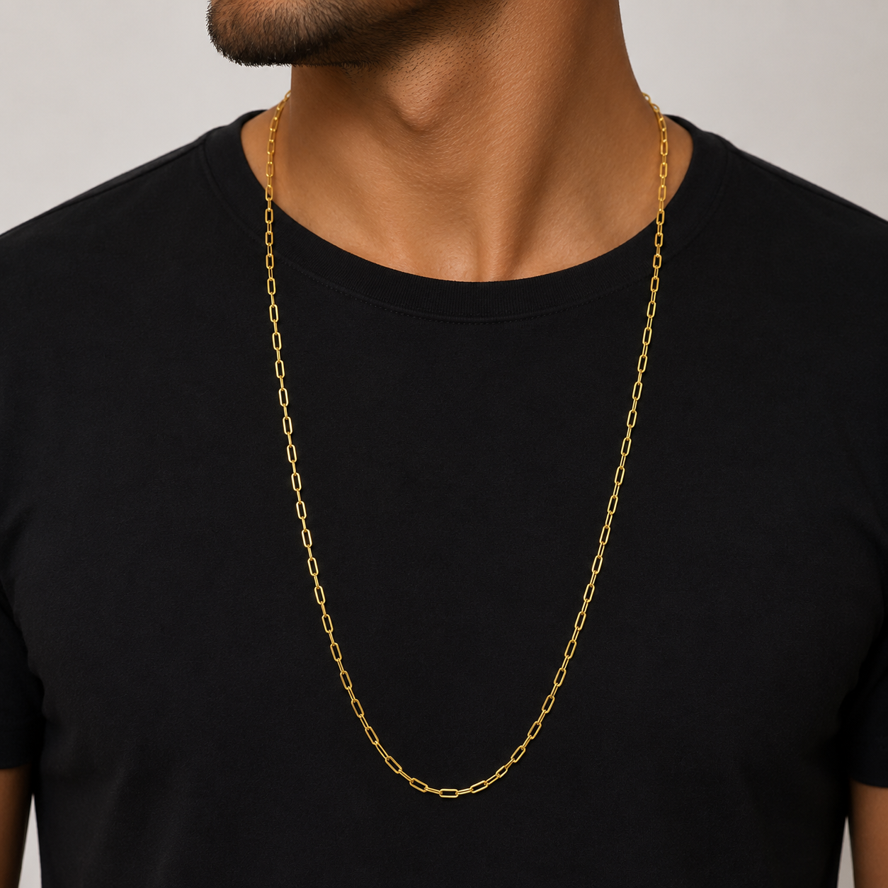 14K Semi- Hollow Gold Paperclip Necklace