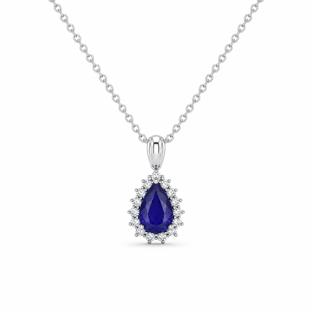 Tanzanite & Diamond Halo Necklace