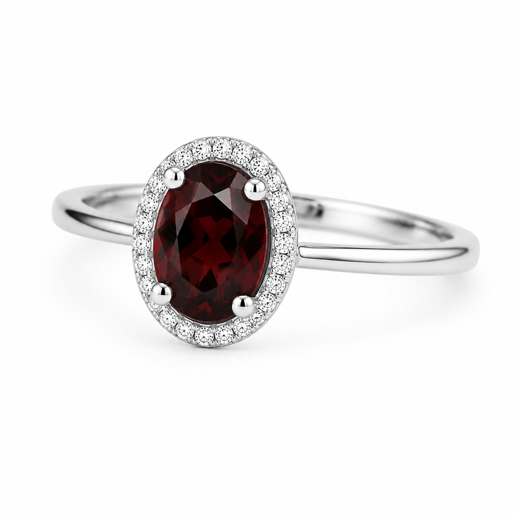 Garnet Halo Ring