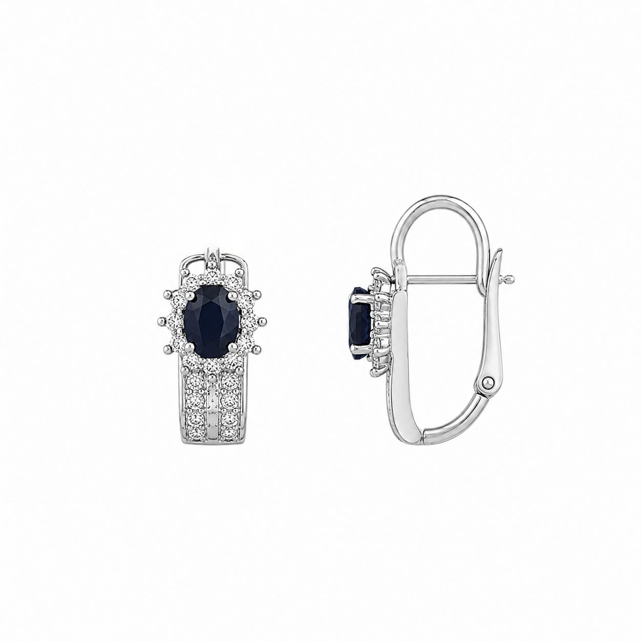 Sapphire & Diamond Halo Earrings