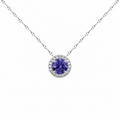Tanzanite & Diamond Halo Pendant Necklace