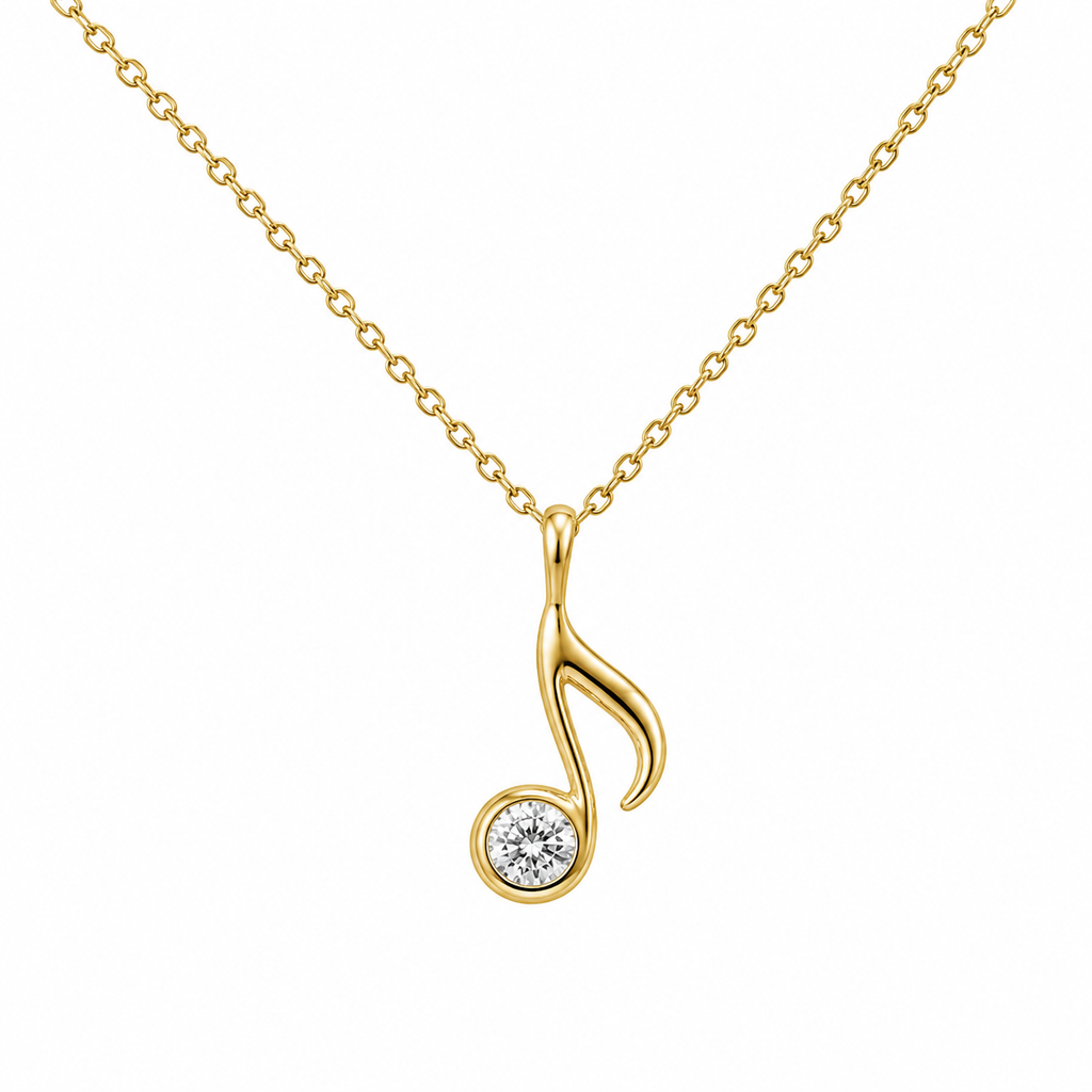 Diamond Musical Note Pendant Necklace