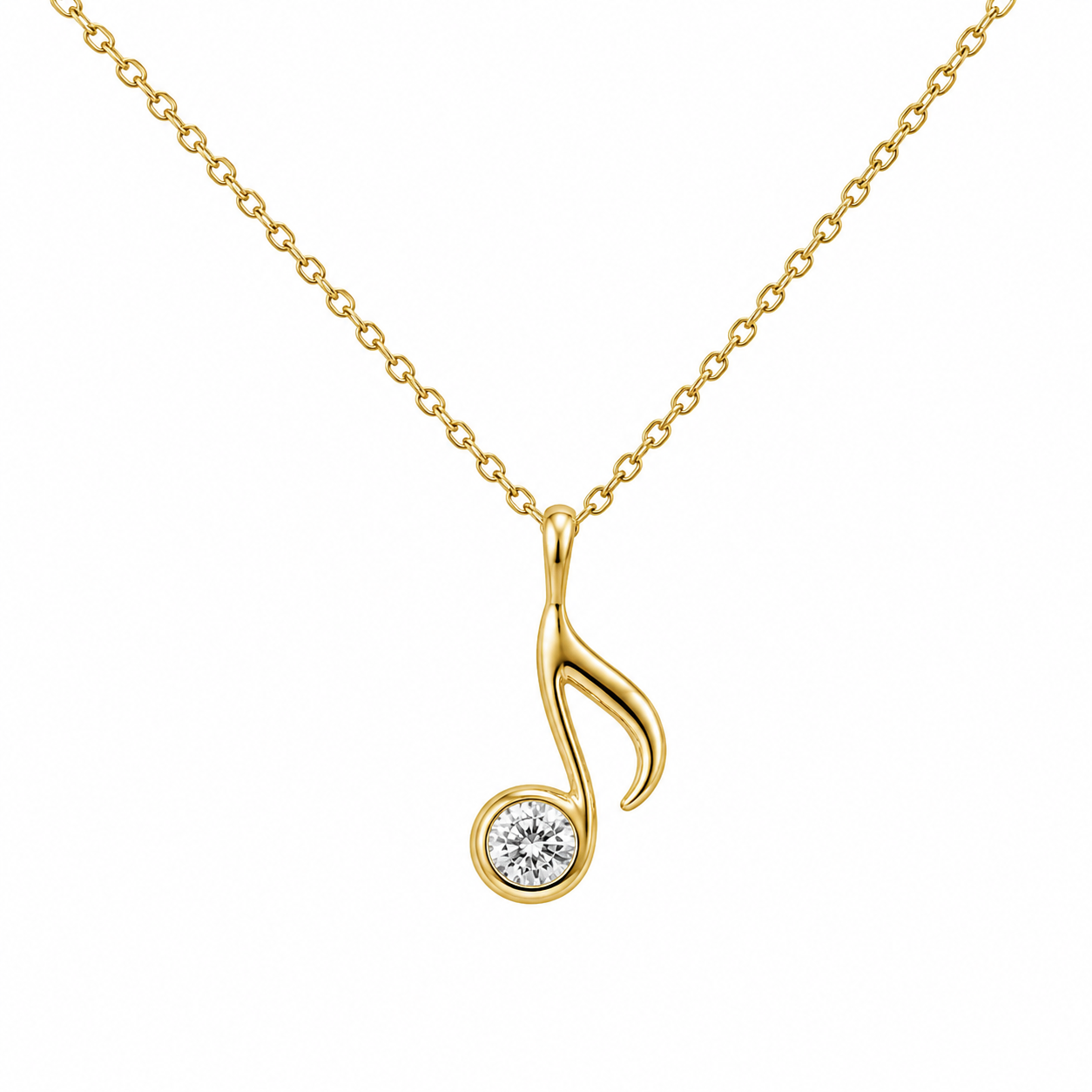 Diamond Musical Note Pendant Necklace