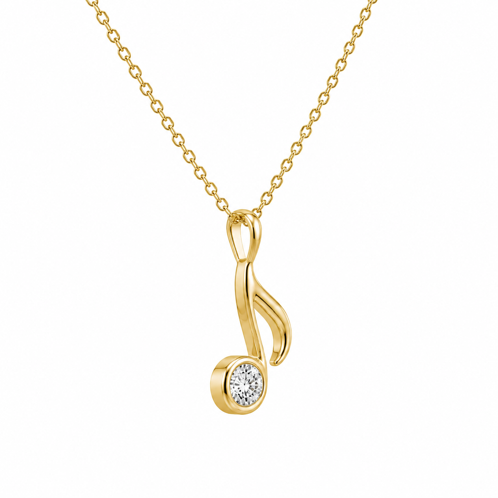 Diamond Musical Note Pendant Necklace