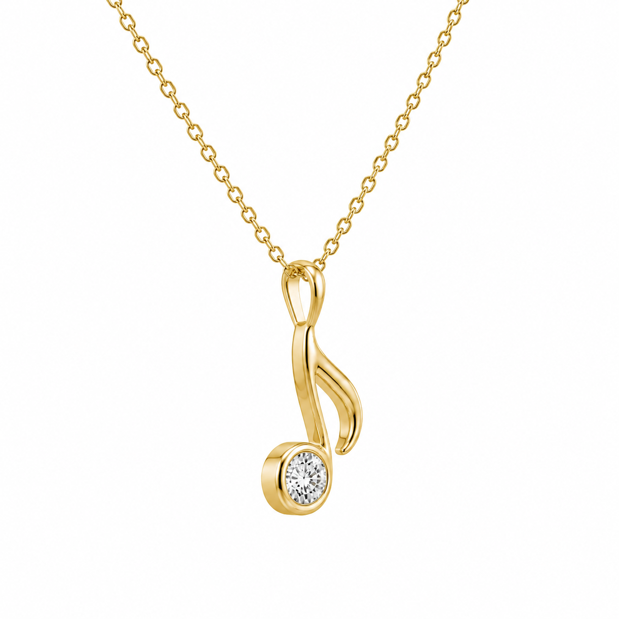 Diamond Musical Note Pendant Necklace