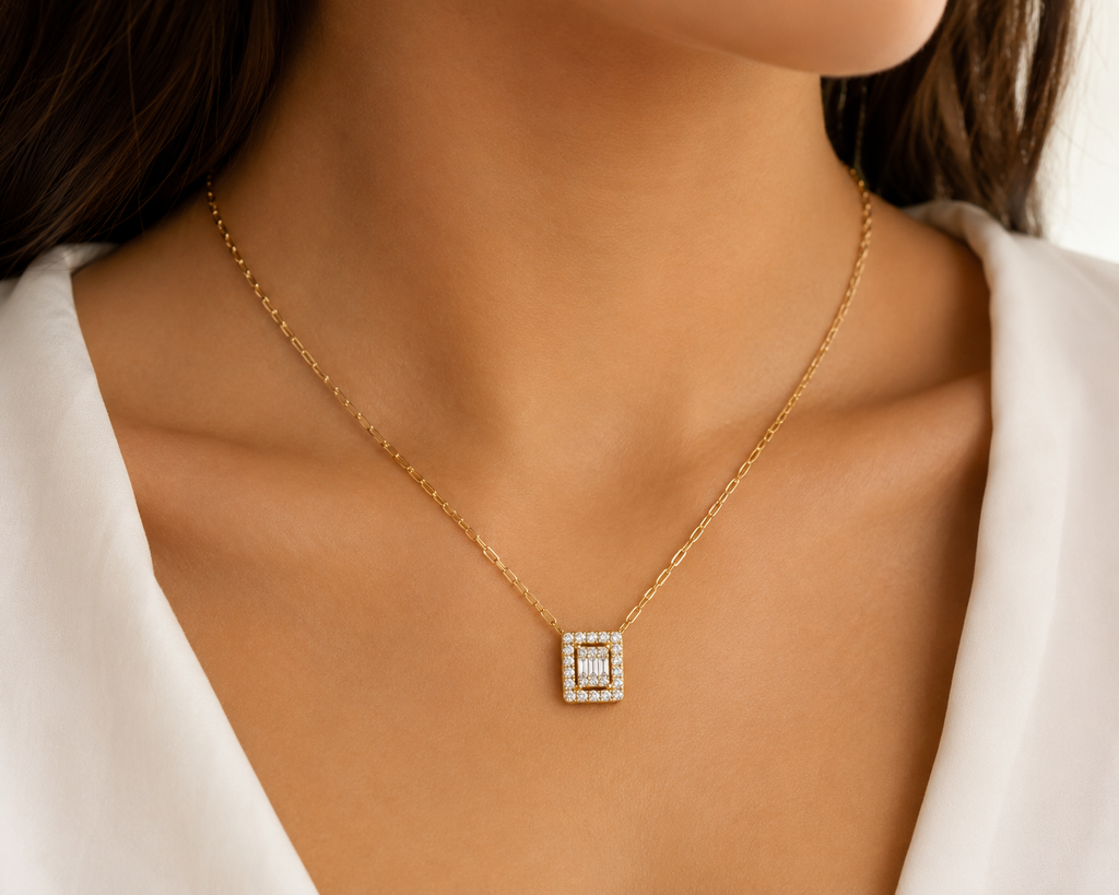 Diamond Halo Pendant Necklace