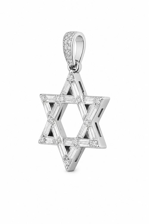 Baguette Diamond Star of David Pendant