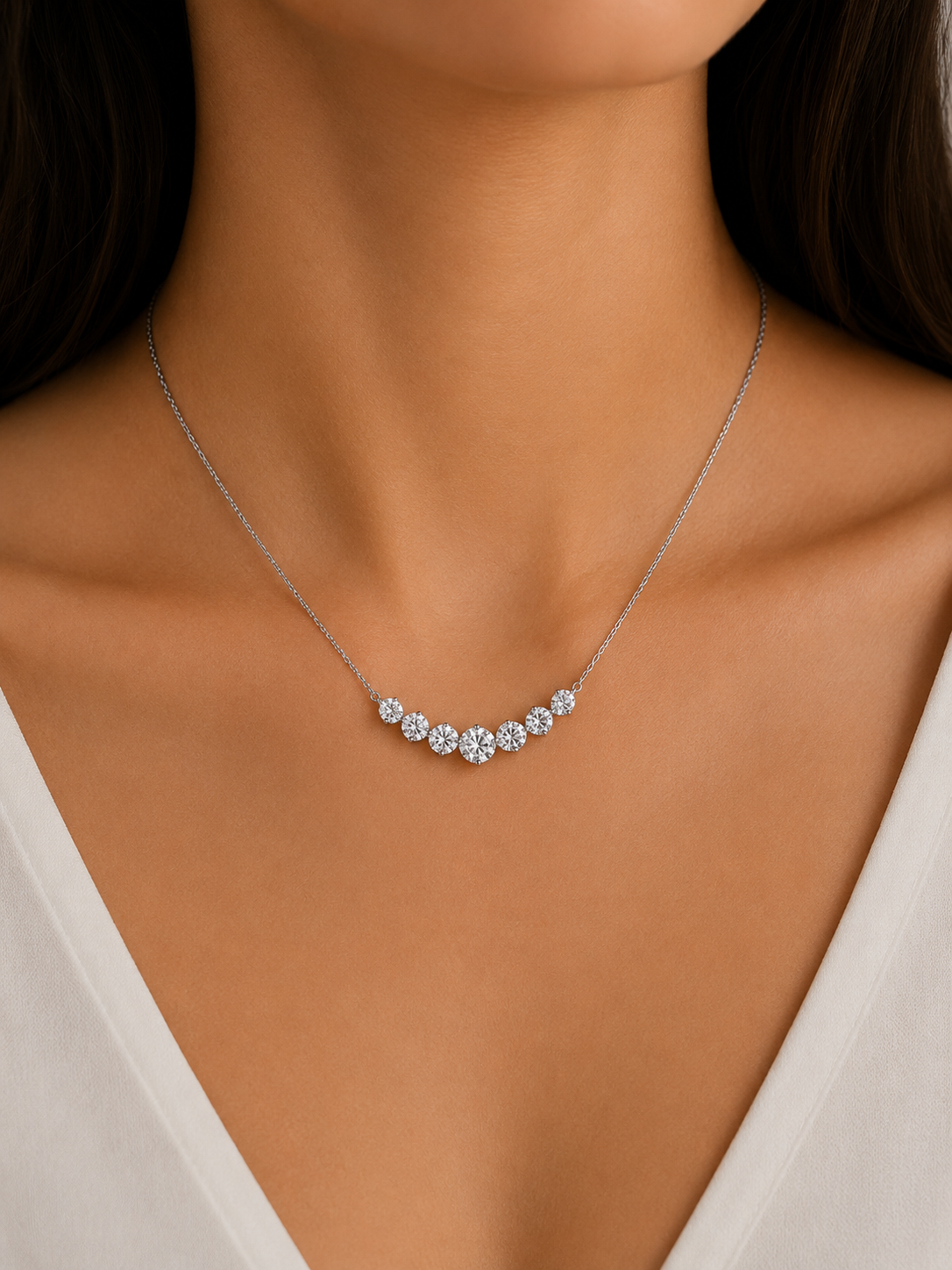 Round Diamond Curve Necklace