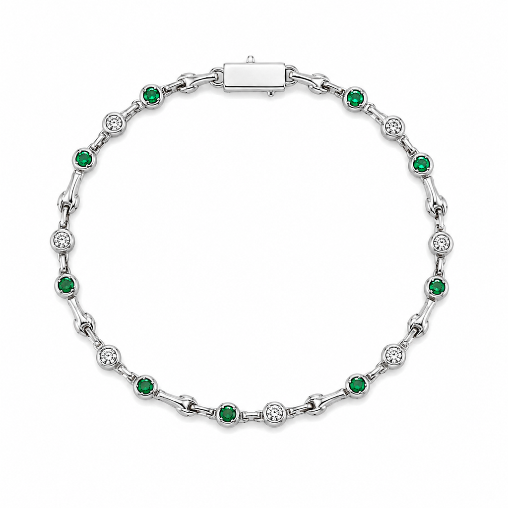 Emerald & Diamond Link Bracelet