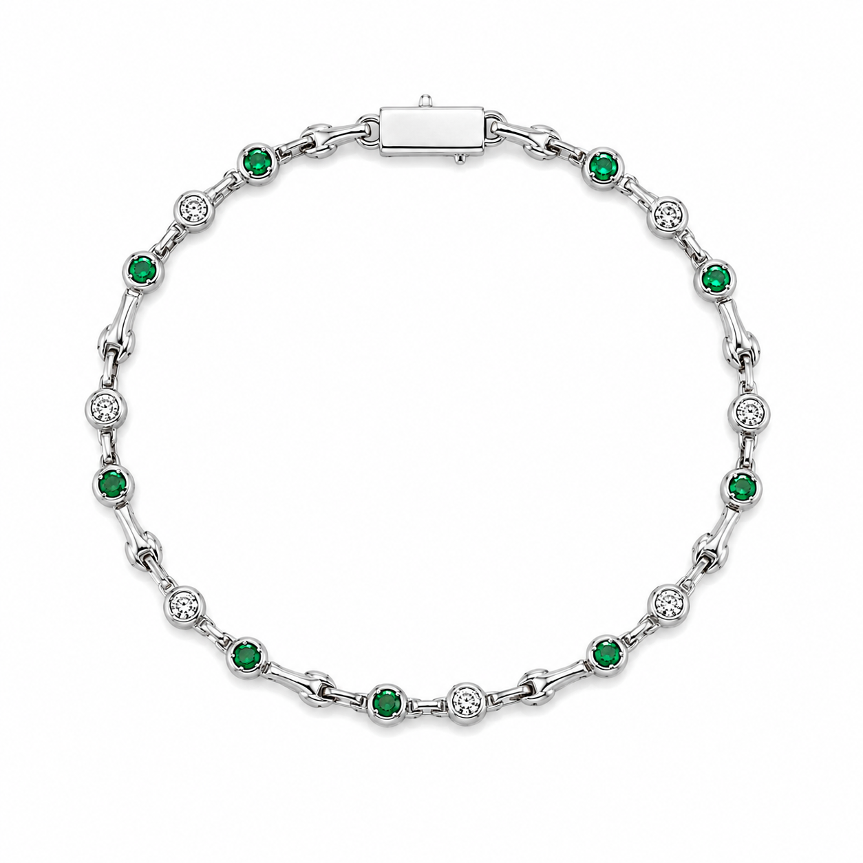 Emerald & Diamond Link Bracelet