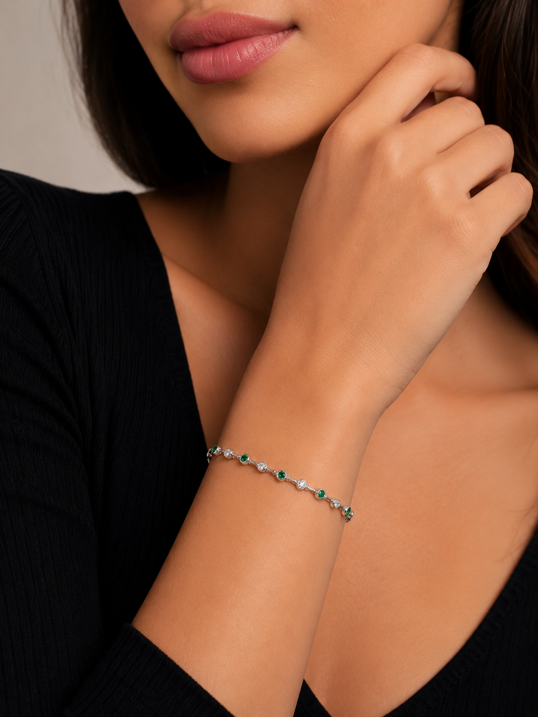 Emerald & Diamond Link Bracelet
