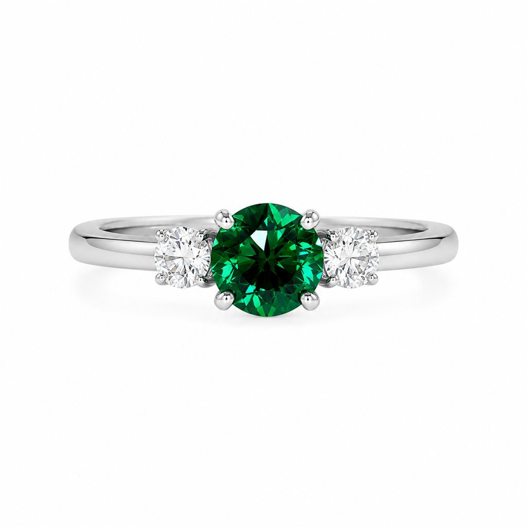Emerald Three-Stone Ring